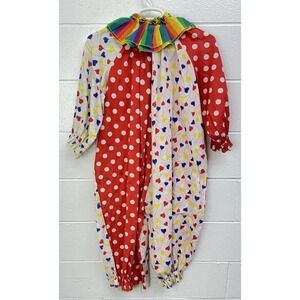 VTG Handmade Polka Dot Stripe Rainbow Ruffle Cotton Clown Costume Kids Halloween